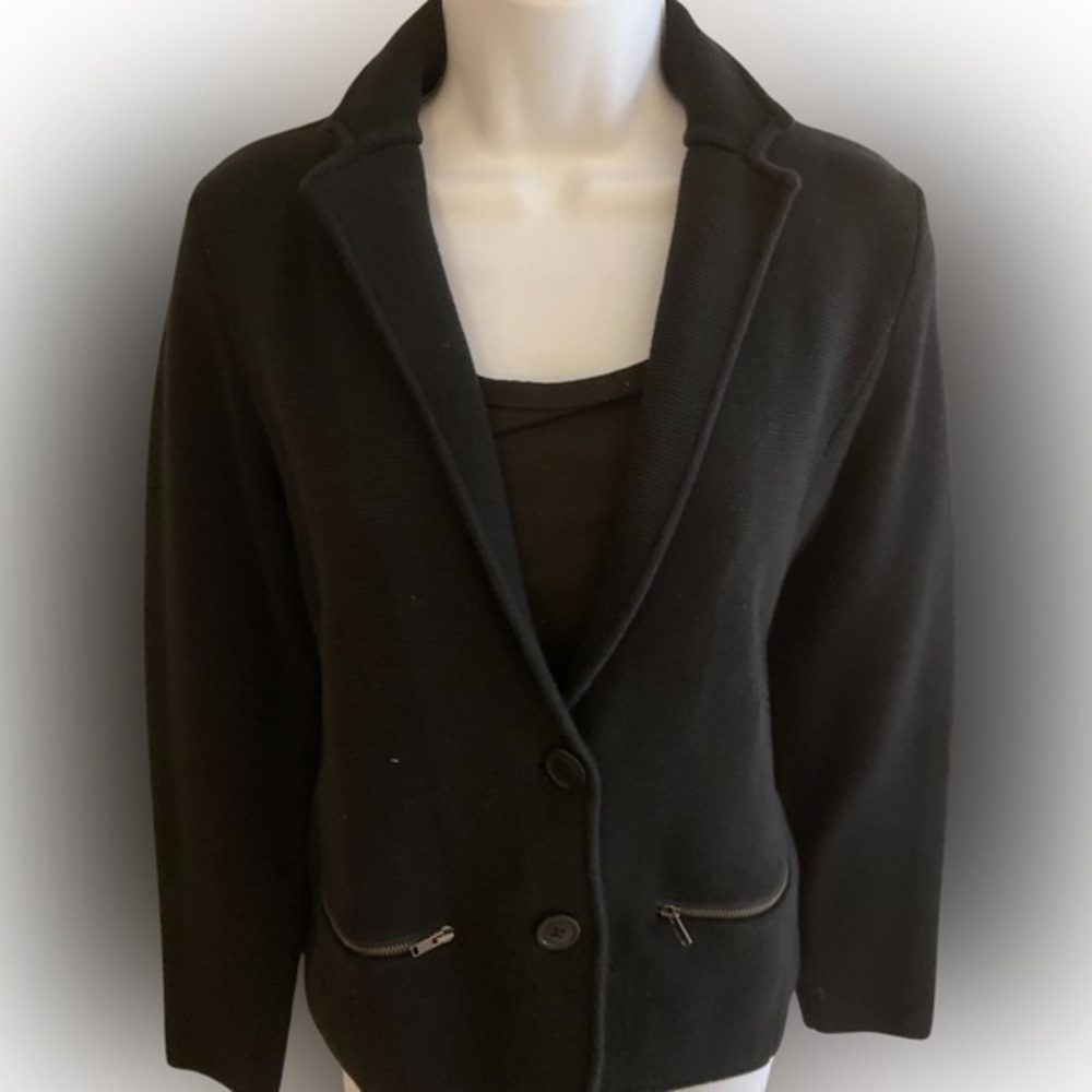 Talbots Knit Jacket -S black , cotton knit